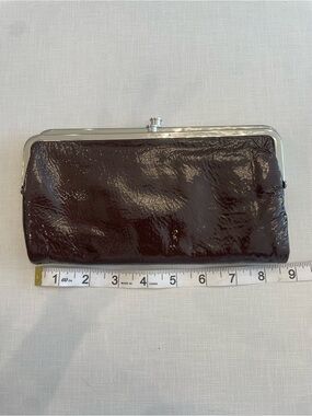 HOBO Lauren Glossy Chocolate Brown Patent Clutch/wallet